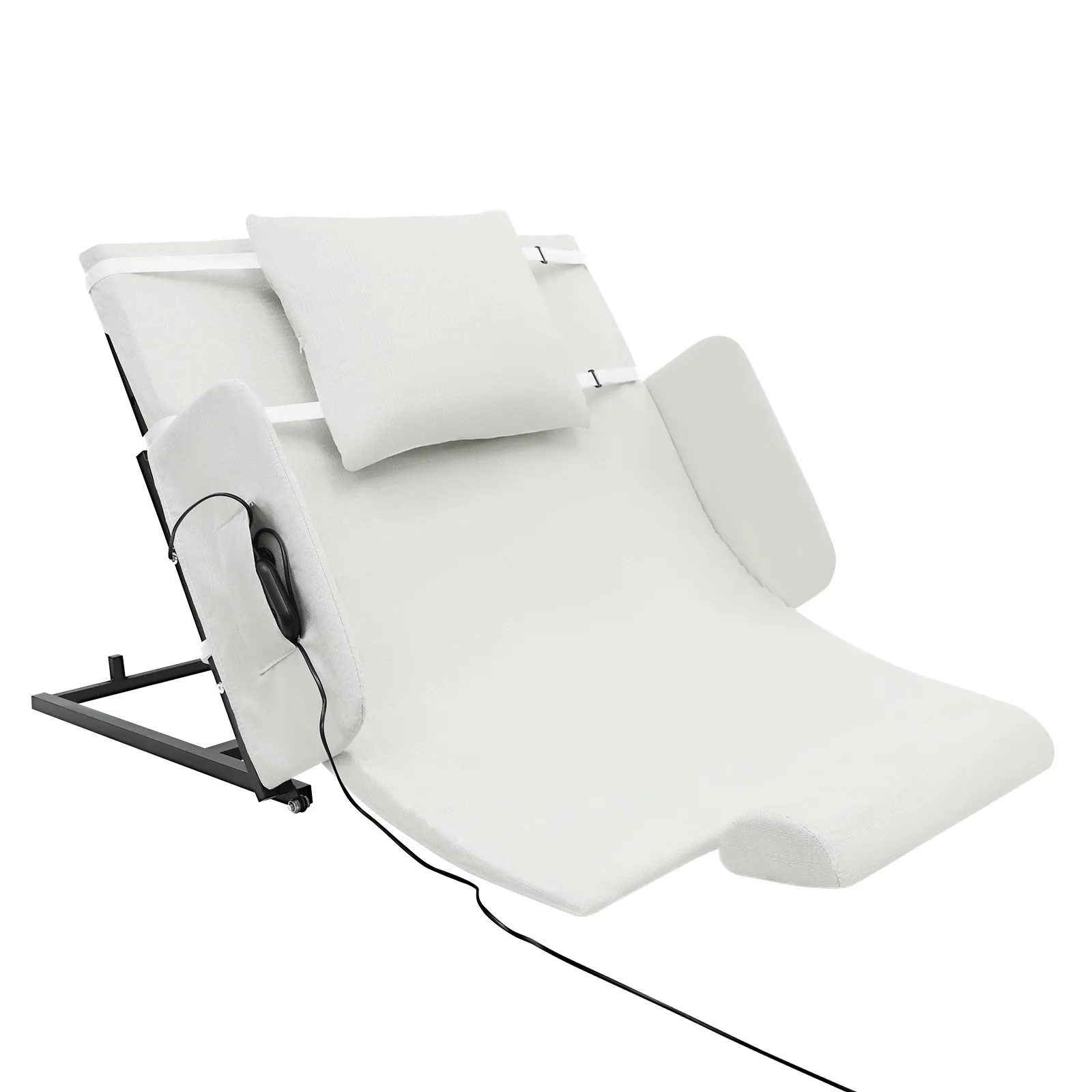 مسند ظهر قابل للتعديل لسرير المستشفى الكهربائي بجهاز تحكم عن بعد - طاولة فوق السرير وقضبان جانبية متضمنة لرعاية المريض المنزلي لكبار السن