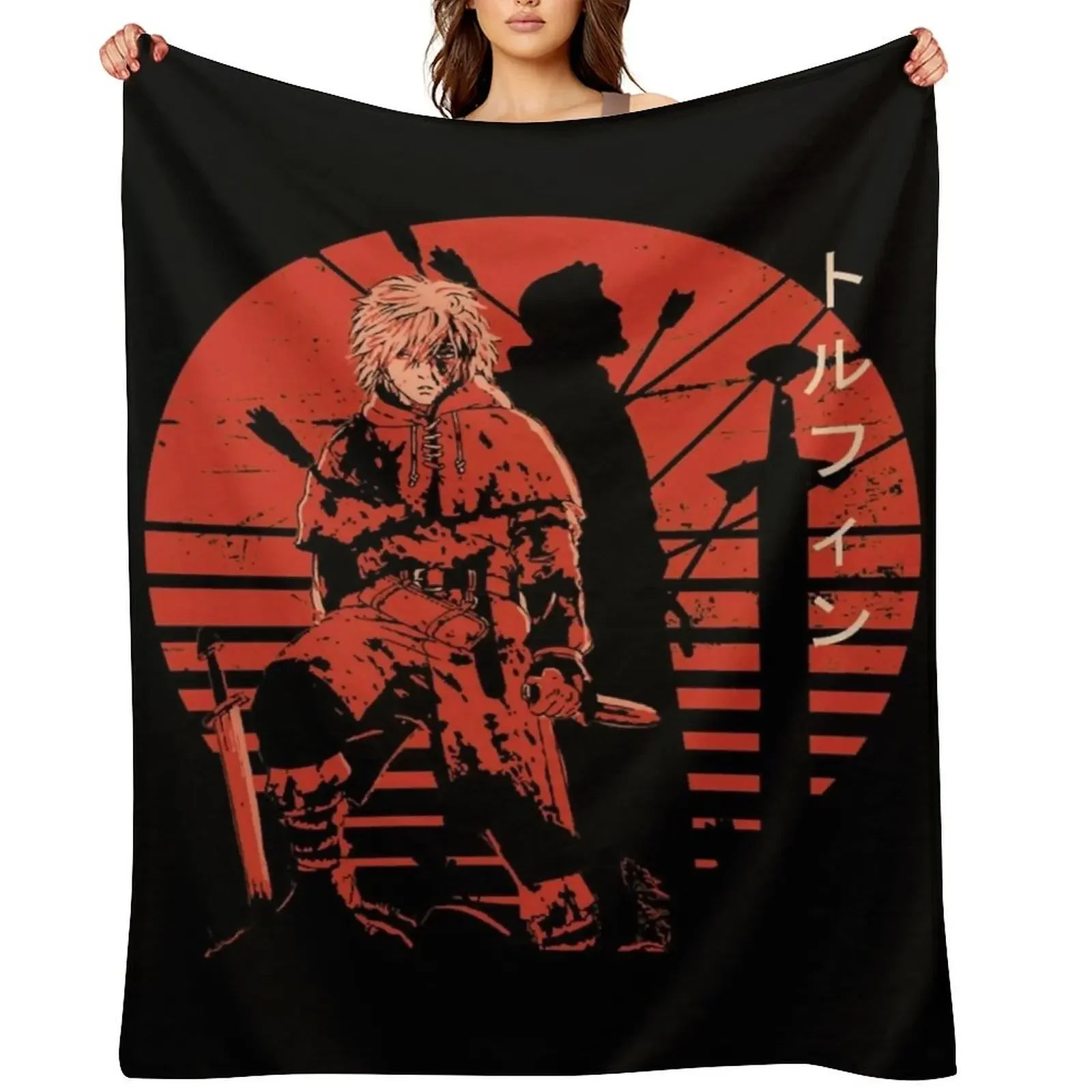 Thorfinn Vinland Saga Überwurfdecke, kariertes Sofa, lustiges Geschenk, Designer-Decken für Zuhause, gemütlicher Komfort