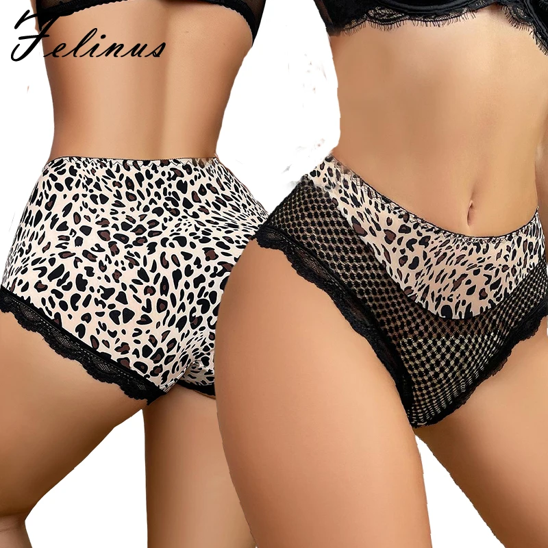 Felinus Frauen Neue Stil Sexy Leopard Print Spitze Unterwäsche Hohl-out Dessous Versuchung Dessous Eis Seide Mittlere Taille Höschen