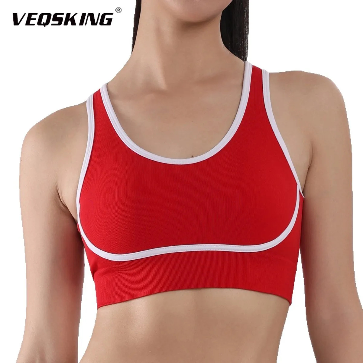 

2023 New European and American Sports Underwear Women's Contrast Color No Steel Rim Hollow Back Anti Shock Gathering Running Bra
