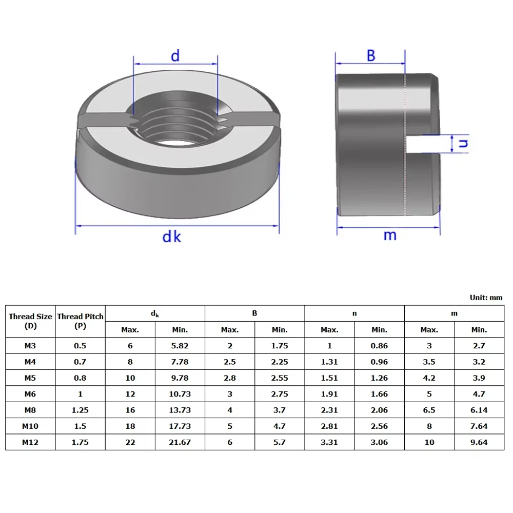 GB817 M3 M4 M5 M6 M8 M10 M12 SUS 304 Stainless Steel Slotted Round Nuts End Face with Groove Thumb Nut