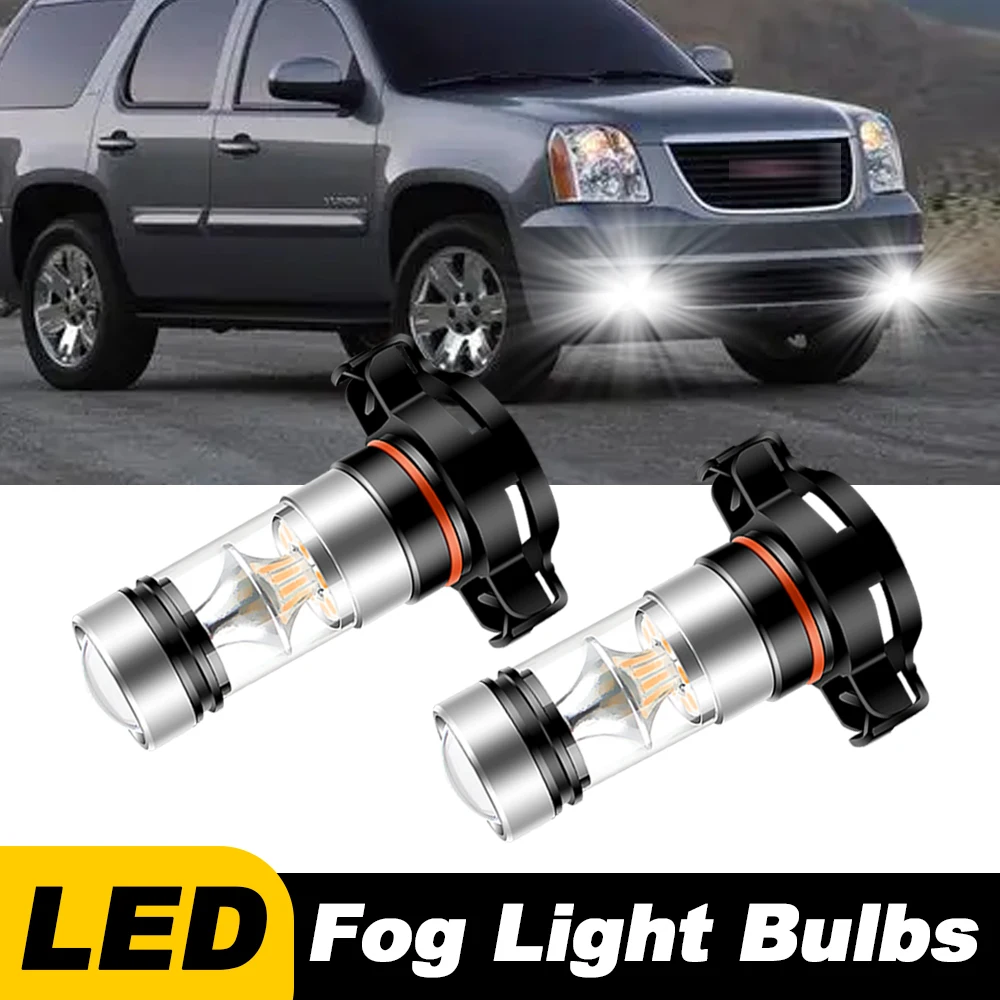 2PCS For GMC Yukon 2007 2008 2009 2010-2014 Car LED Front Fog Driving Light Bulbs Lamps 5202 H16 6000K Error Free Accessories