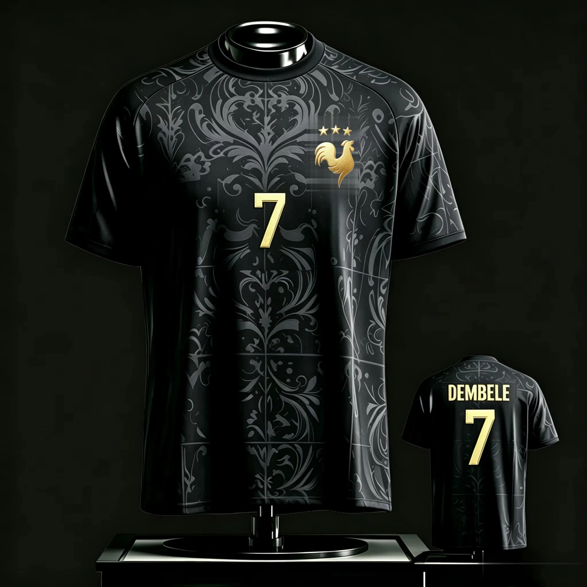 10 Soccer Jersey Golden Rooster Badge Dual-sided Quick Dry Crewneck Short Sleeve Unisex Premium Football Fan Jersey
