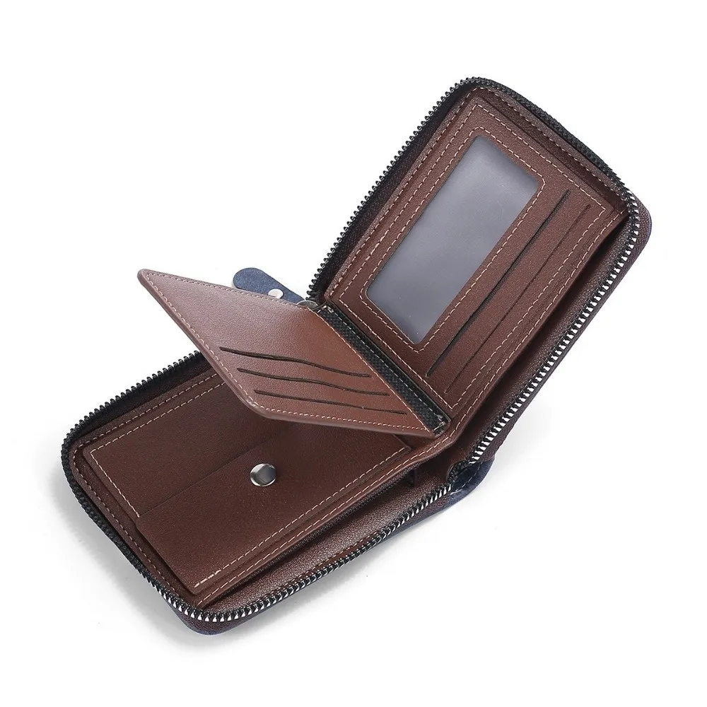 カジュアル多機能メンズショートウォレット薄型ジッパーPUレザーコインケース多機能大容量カードホルダーショッピング