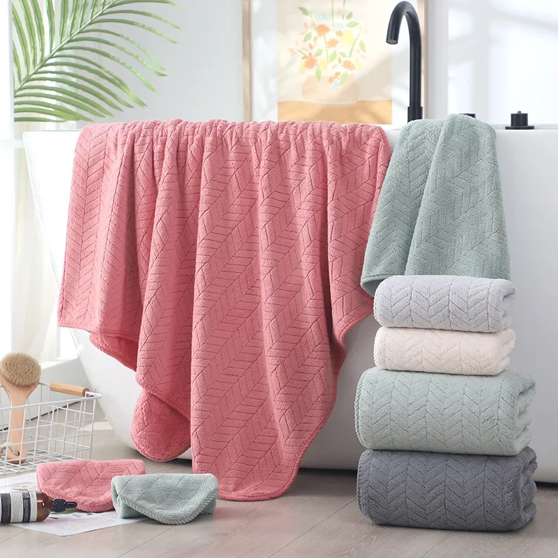 Towel Set Coral Velvet Bath Towel Large Size Sports Sauna Washcloth for Shower Bathroom Microfiber Absorbent Soft