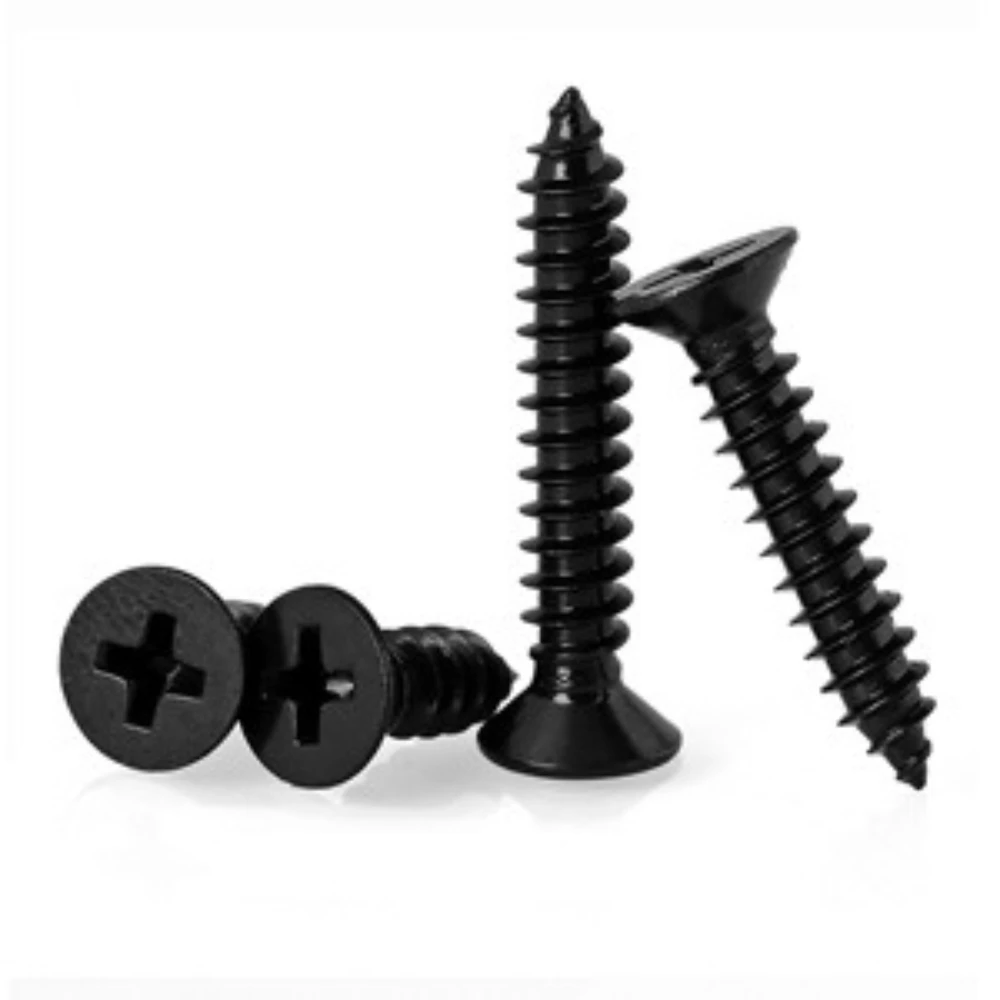 

500pcs Box Black Cross Flat/countersunk Head Self-tapping Screws M3 Expansion Rubber Stopper Set Carbon Steel 6-30mm Screws
