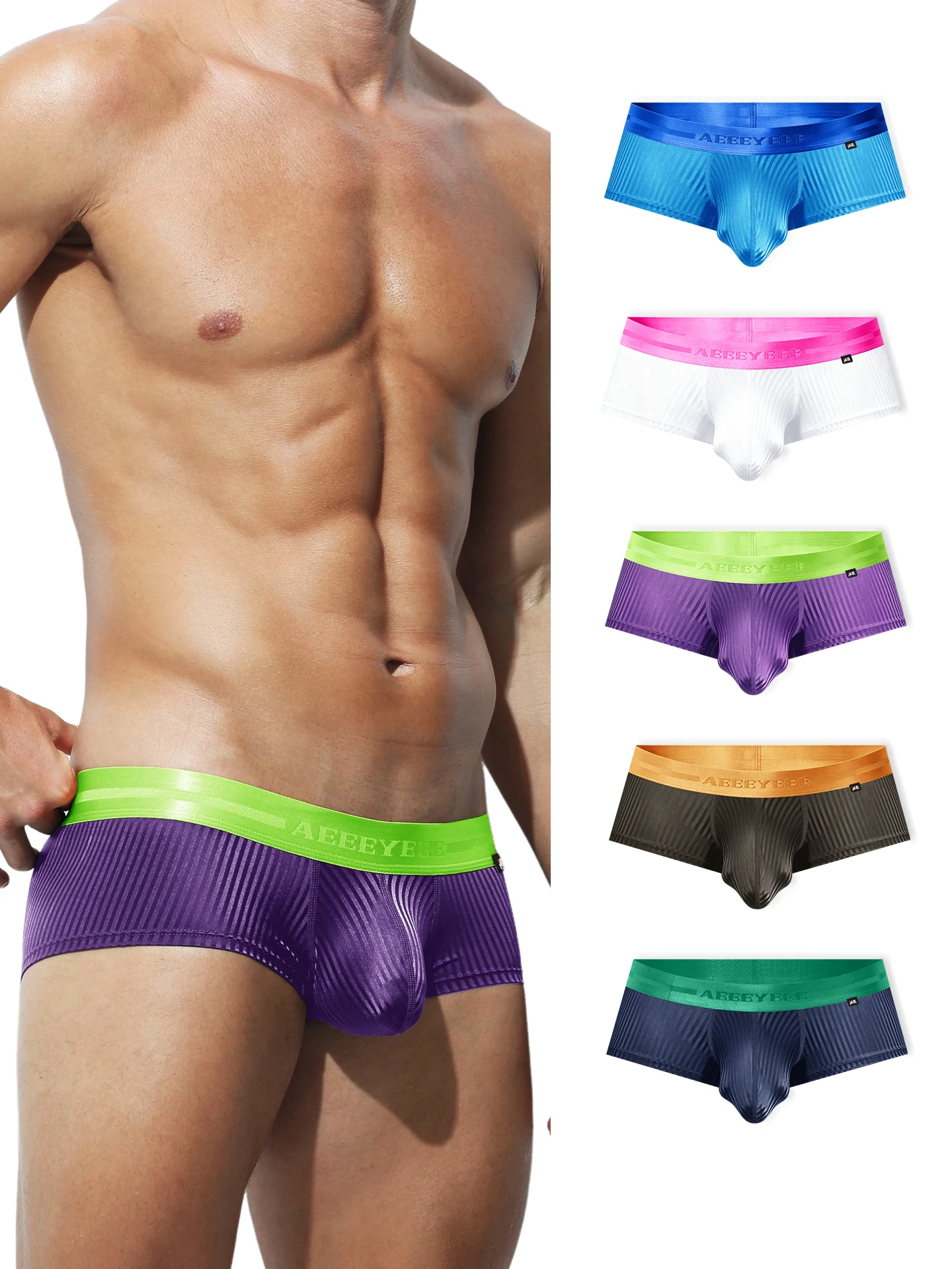 Men's Fashion New Breathable Underwear Home Stripes Boxer Quick Dry Shorts Running Hiking Gym Yoga Sport Pants