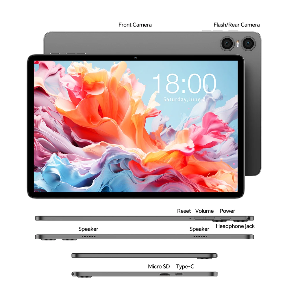 Tablet 10,1 Zoll TECLAST P30T Hülle Android 16 WiFi 3GB+13GB RAM 128GB 120Hz 6000mAh Tastatur-Maus-Hüllen-Set Duale Lautsprecher Gesichtserkennung Widevine L1 Netflix Kindermodus Leichtgewicht GPS – Detail 18