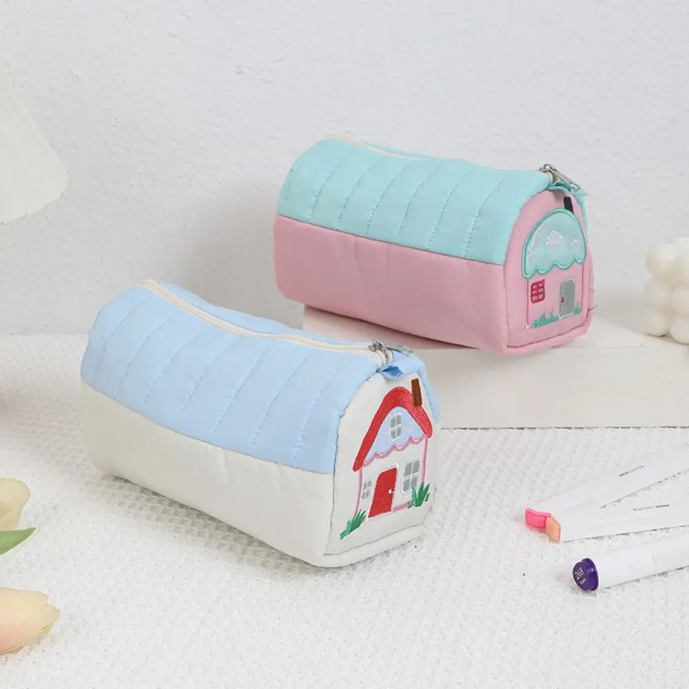 Cosmetic Bag Pencil Case Pouch Pen Pouch Zipper Cartoon House Pen Case Cute Stationery Box Desk Storage Bag School Office Supply