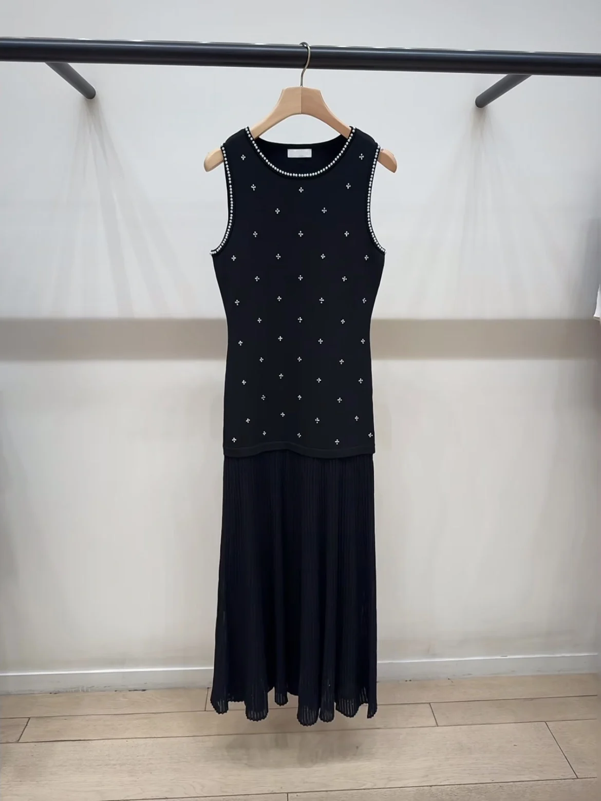 

Heavy Embellied Flower Long Svel Knitted Dr Ele Sle Polyester Fiber round Neline for Ladies Evening Par