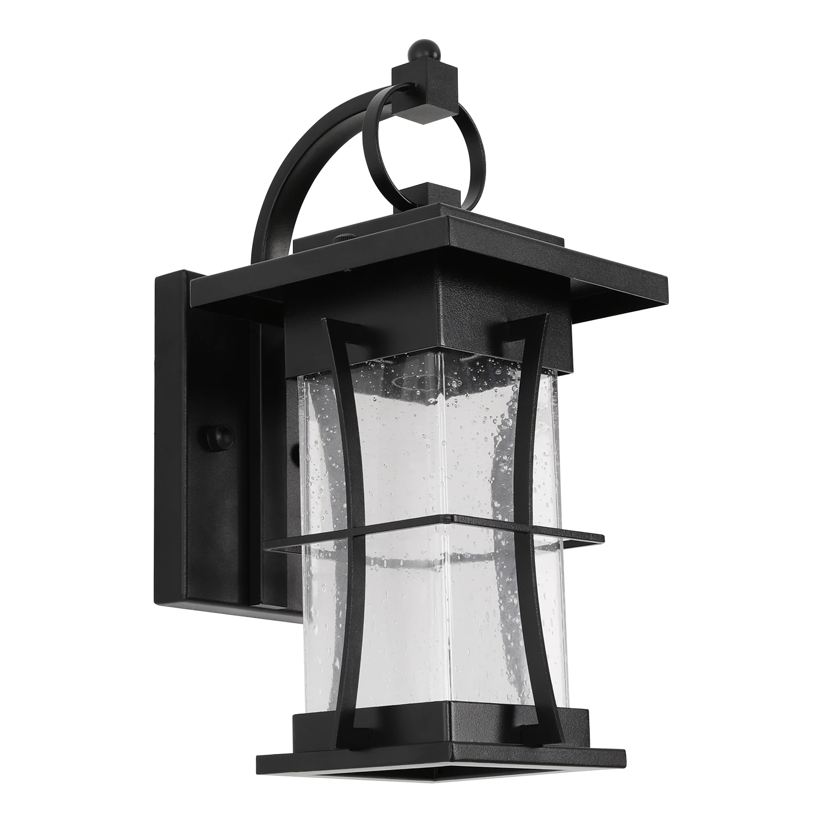 Wall Lighting, Black Square Wall Lights E26, 1-Light, IP65 Waterproof Exterior, Vintage Iron Frame Clear Glass, Dimmable, 40W Max, 161.46sqft Coverage, Large Base 7.08x4.5in, for Porch, Garage, Hallway