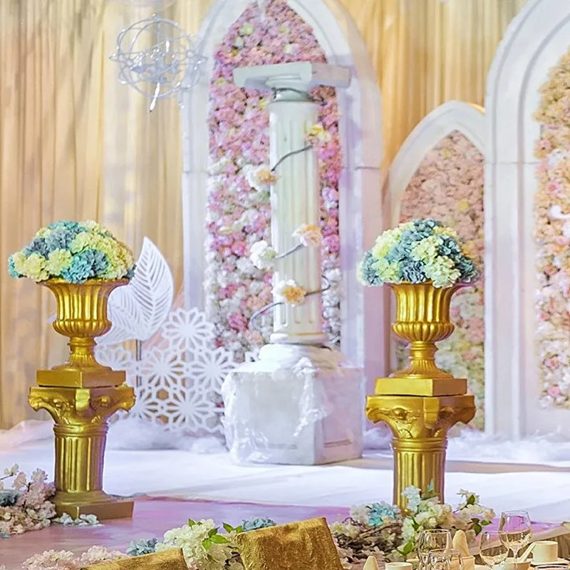 Gold White Plastic Roman Columns Road Cited For Wedding Favors Party Decorations Hotels Shopping Malls Opened Welcome Road Lead