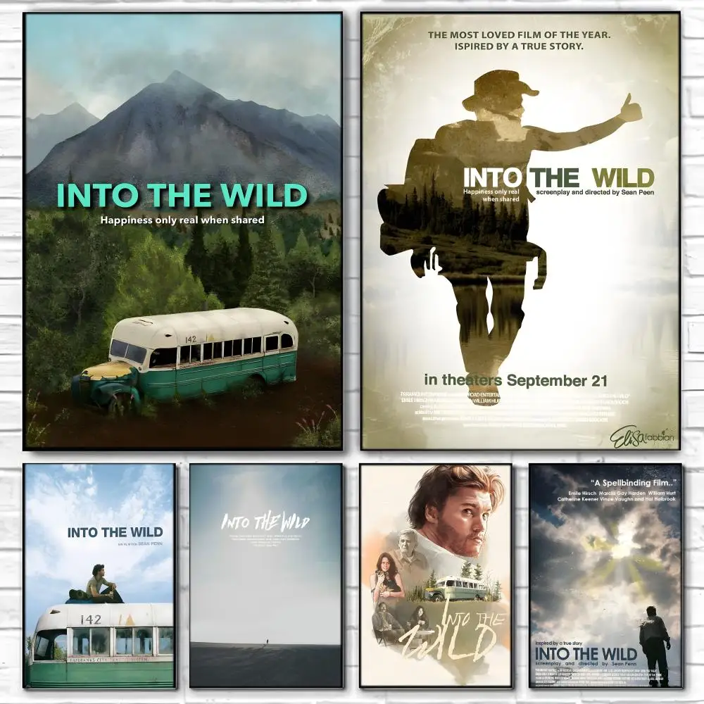 Movie I-Into the Wild Poster  Self-adhesive Art Waterproof Paper Sticker Coffee House Bar Room Wall Decor