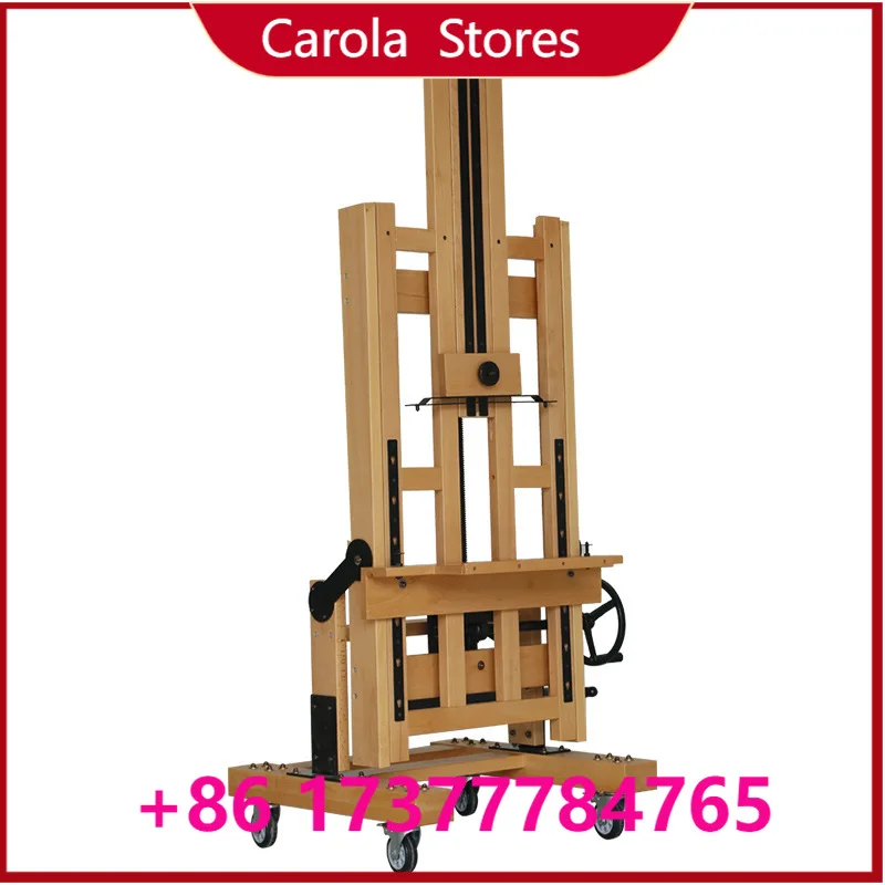 Solid Beech Wood Double Rocker Easel Dual-use Flat Vertical Large Oil Painting Stand for Artist Studio Teaching