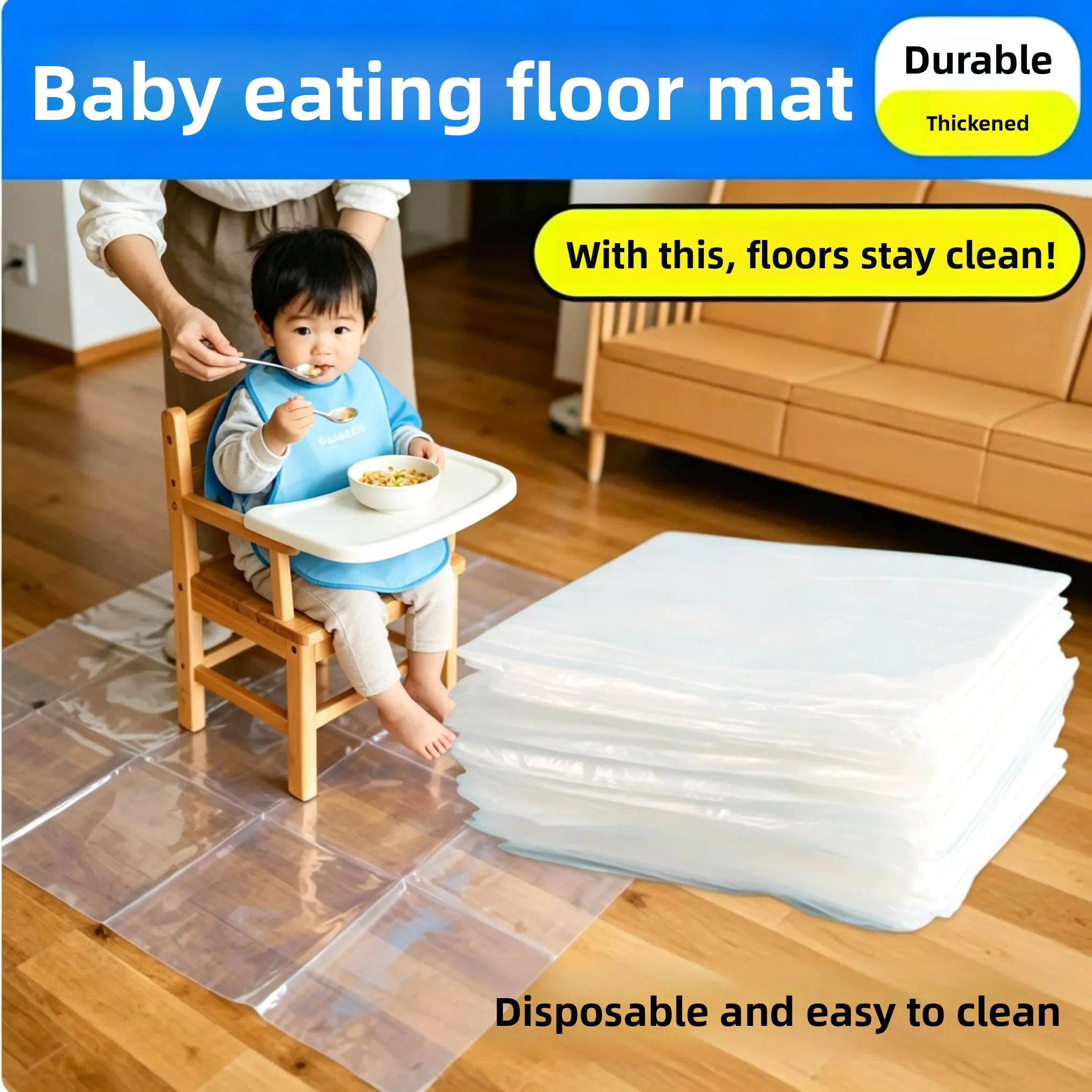 Disposable Plastic Tablecloth Waterproof Dirt Resistant Children's Eating Mat Baby High Chair Feeding Protection Lay out