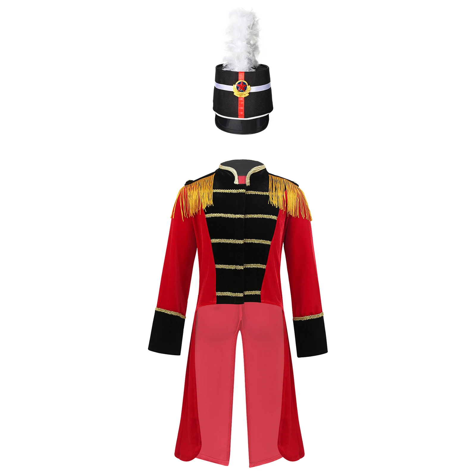 Costume LYus Ringmaster pour enfants, manches longues, glands, Tailcoat, veste avec chapeau, baguette magique, gants, Halloween, tenues de cosplay pour garçons