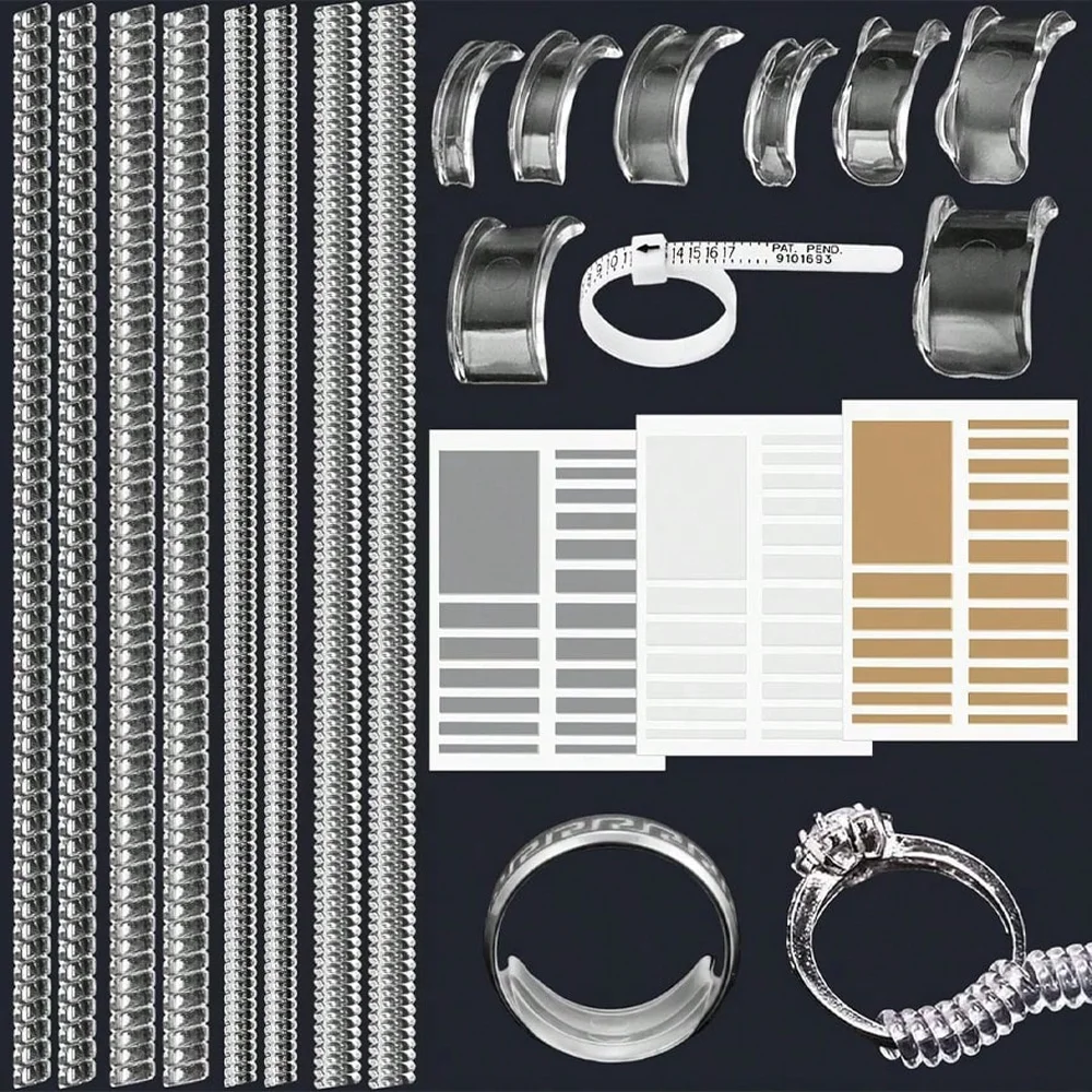 AHT 8pcs Ring Size Adjuster Kit Invisible Tightener Spiral Silicone Ring Resizer for Loose Rings 2026 Hit Product