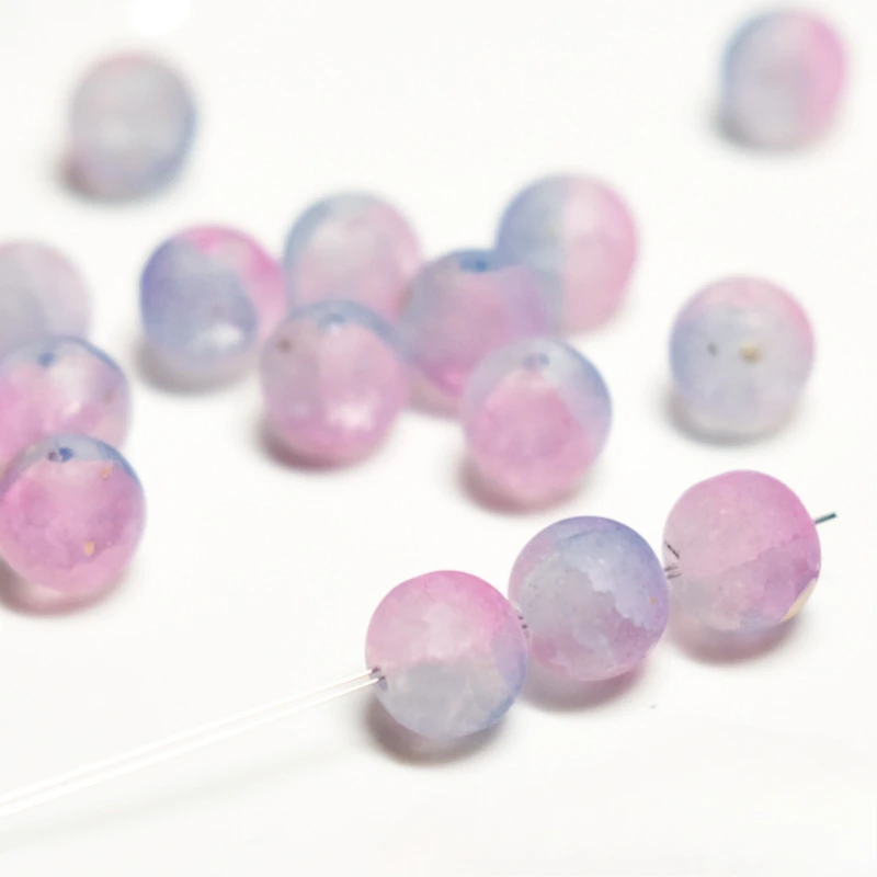 60pcs 10mm Shimmering Frosted Glass Beads DIY Jewelry Supplies Bulk Craft Beads for Women Bracelet Making Wholesale