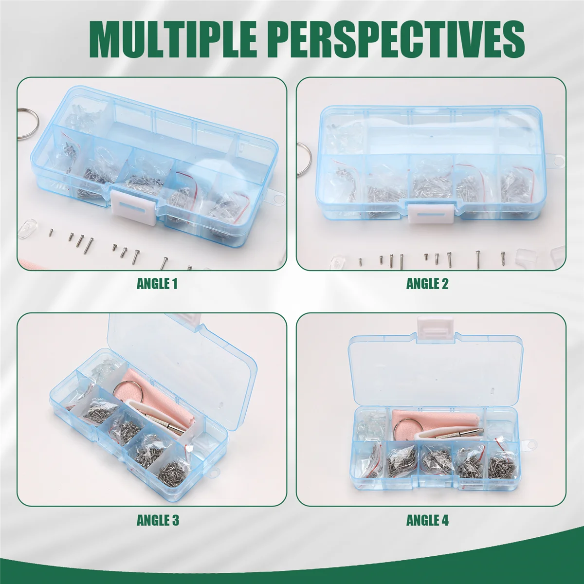 

A07R Eyeglass Sunglass Repair Kit with Screws Tweezers Screwdriver Tiny Mini Screws Nuts Assortment Glasses Repair Nose Pads