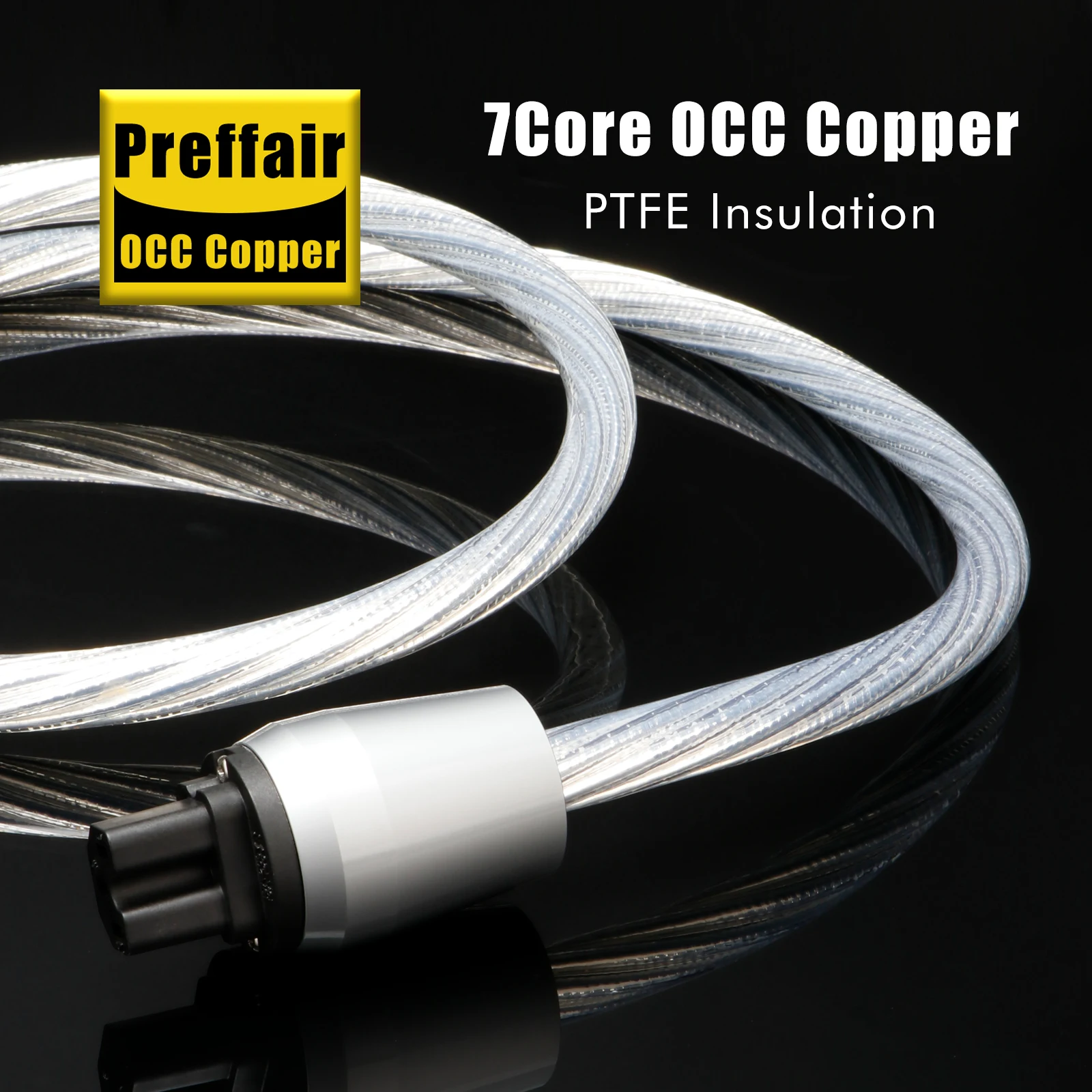 Preffair 8N OCC كابل الطاقة المطلي بالفضة المملكة المتحدة/الاتحاد الأفريقي/الولايات المتحدة/الاتحاد الأوروبي موصل مقبس الجيل 2 التيار المتناوب سلك الطاقة الاتحاد الأوروبي Schuko الطاقة