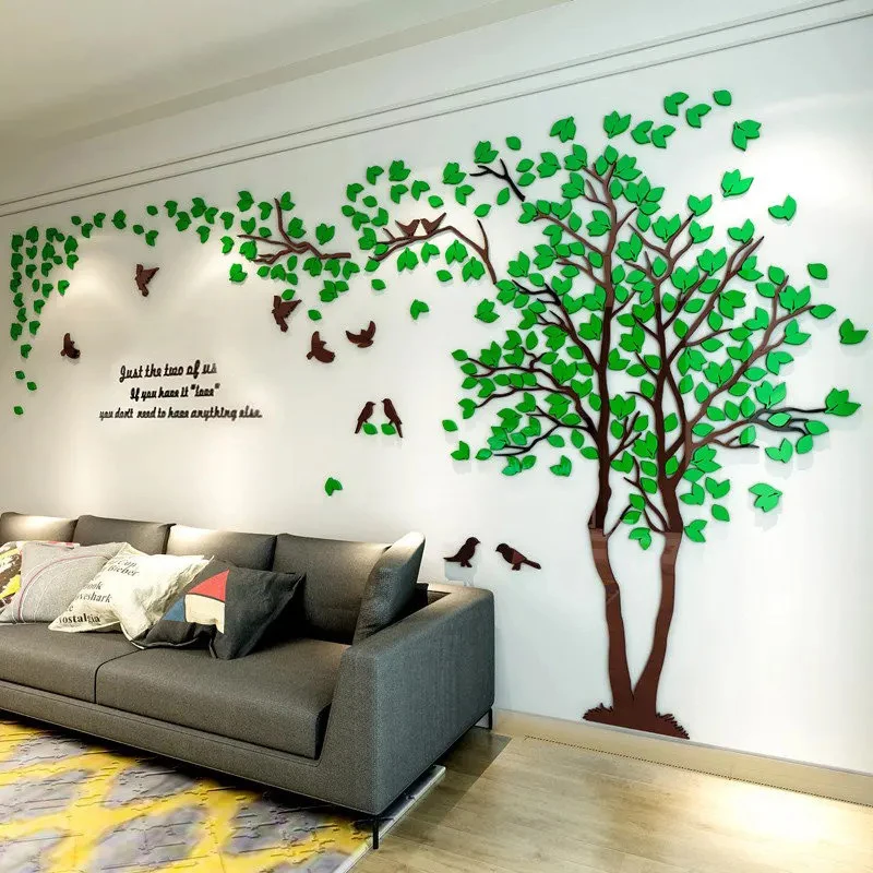 3D Acrylic Tree Wall Stickers Self Adhesive Home Background Decoration Bedroom Living Room Nursery Removable Peel And Stick Wall
