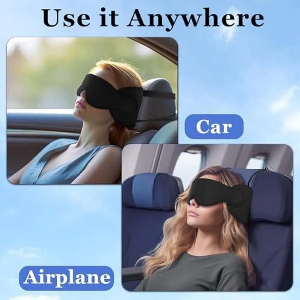 1Set Soft 3D Contoured Travel Pillow Zero Eye Pressure Multi-Functional Blackout Sleeping Mask 360-Degree Shading Adjustable