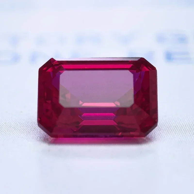 Lab Grown Ruby Rubellite Color Emerald Cut Extremely Shiny Quality Advanced Charms Jewelry DIY Rings Earrings Making Certificate