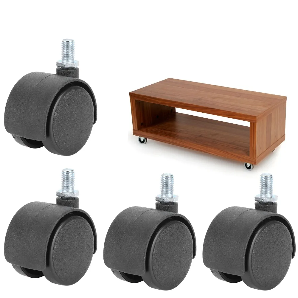 4pcs Mute 1.5 Inch Swivel Caster Wheels 360 Degree Rotation Smooth Stem Caster Wheels Replacement Furniture Casters Workbench
