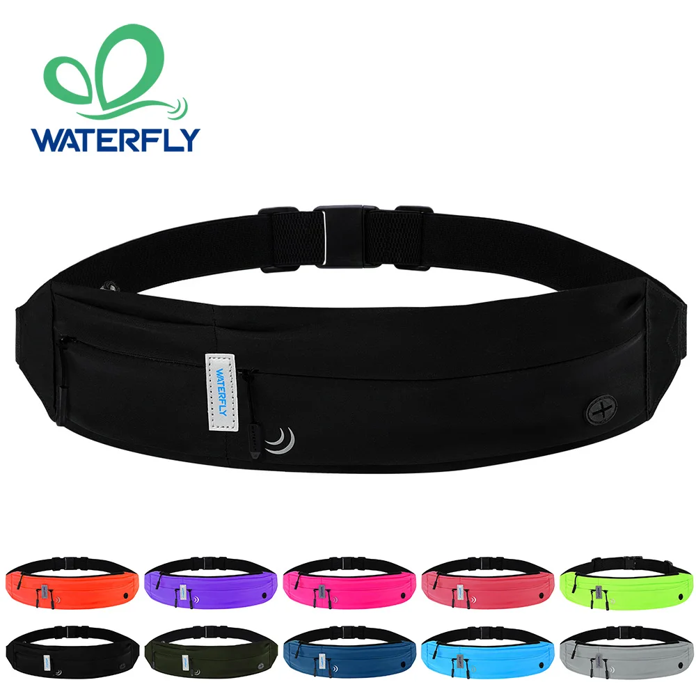 

WATERFLY Running Belt Bum Bag Waist Pack Sport Workout Exercise Phone Holder Bag Fanny Pack For Men Women Jogger Slim Waistband