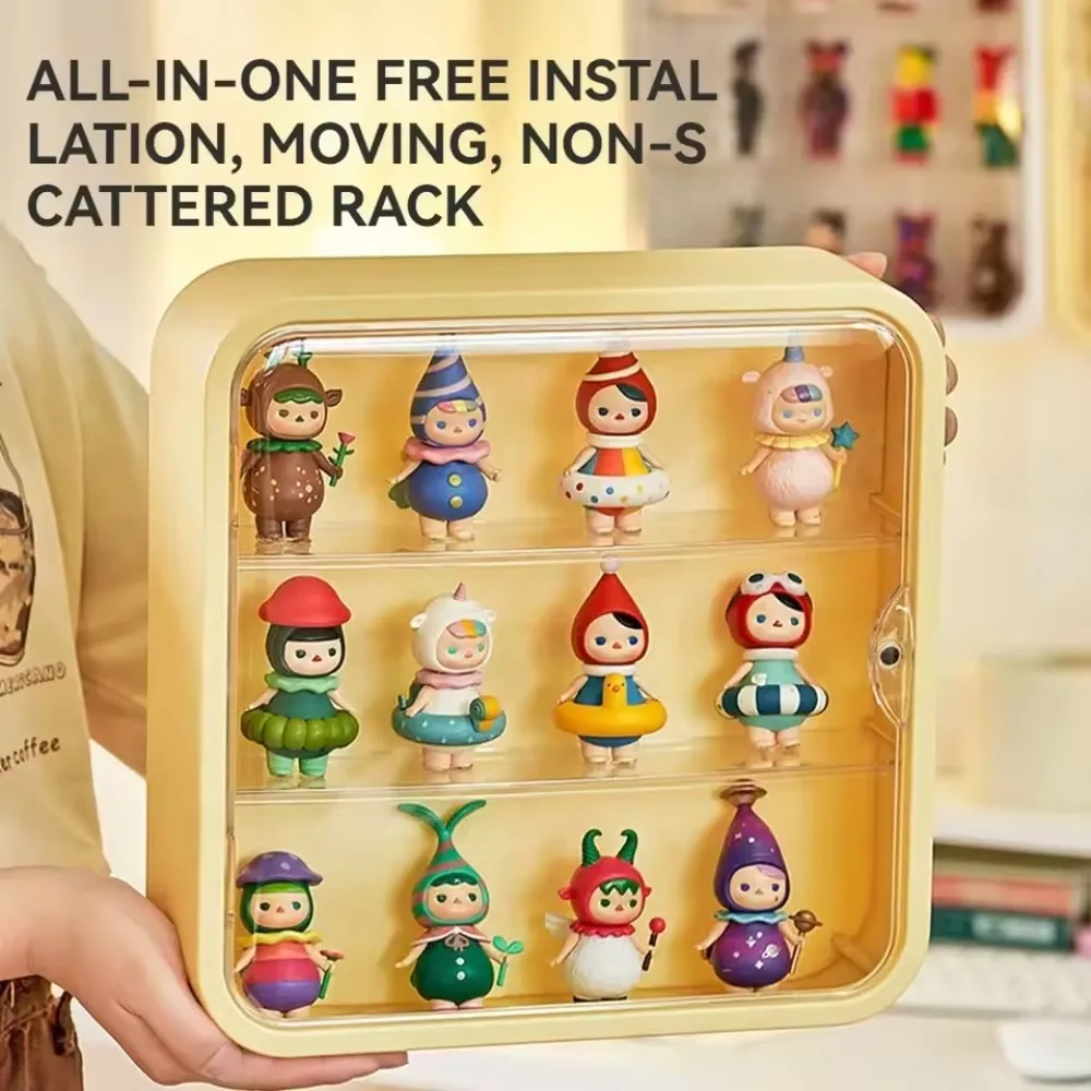 شفافة دمية عرض خزانة الحائط تخزين الرف سطح المكتب 3-layer المغناطيسي خزانة قوس صندوق أعمى خزانة عرض