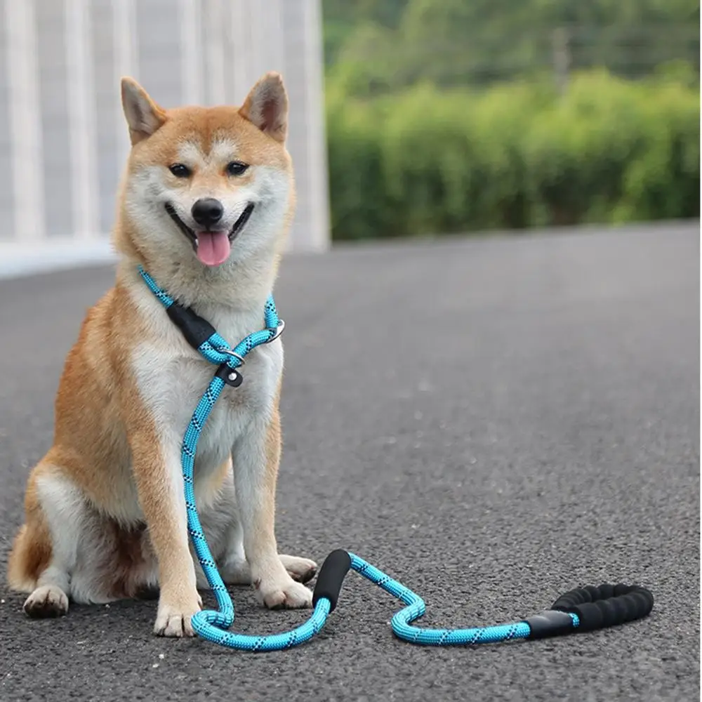 Slip Lead Dog Leash with Two Traffic Padded Handles Reflective Threads Dog Training Leash Rope Leash for Medium and Large Dog