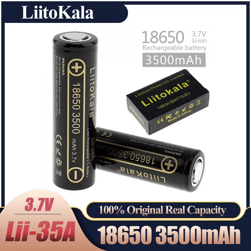 1-10PCS LiitoKala Lii-35A 18650 3500mAh 3.7V Li-Ion Rechargeable Battery 10A Lithium Battery High Drain For Flashinglight