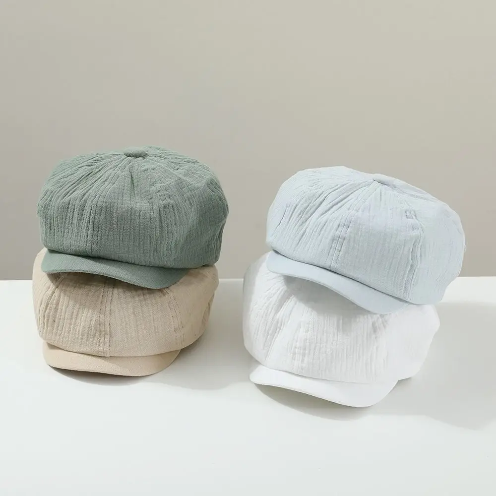 

Retro Solid Color Children Forward Hat Visor Harajuku Kids Newsboy Cap Korean 2-6year Baby Beret Outdoor