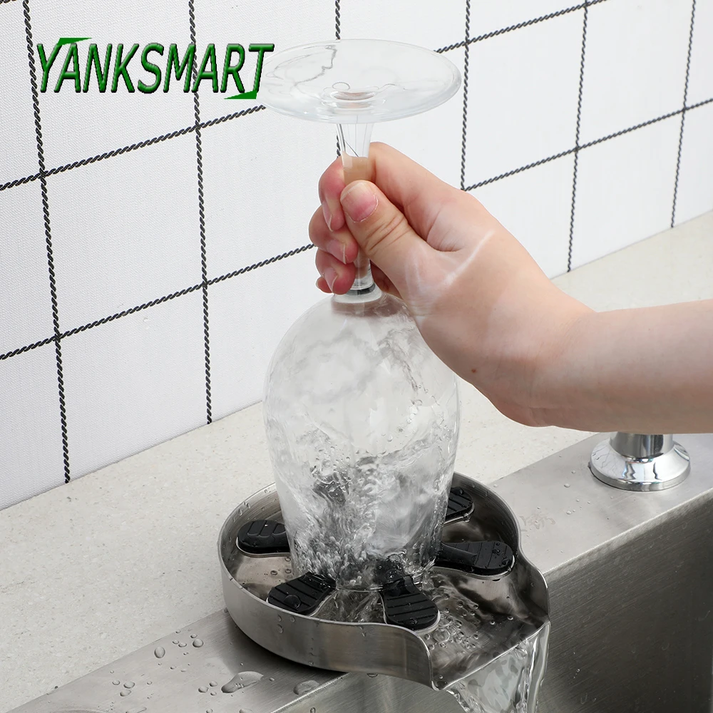 Yanksmart-高圧洗浄機,自動カップクリーナー,プレスタイプ,ステンレス鋼,6リーフカップ