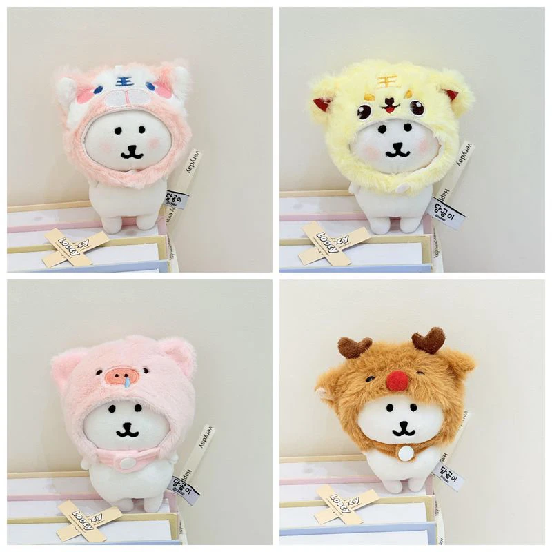 Couvre-chef ours Kawaii en peluche de 10cm, jouet en utilisant un chapeau, pendentif ours auto-déparable, porte-clés poupée, ours décontracté, pendentif populaire