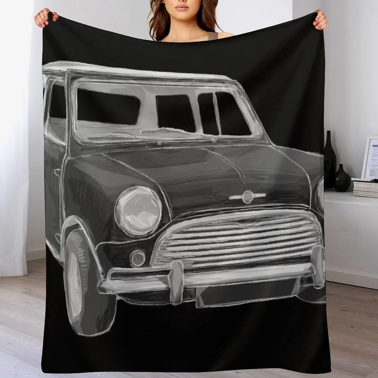 

Classic Mini Chalk Black Throw Blanket Decorative Throw Giant Sofa Luxury Brand manga Blankets
