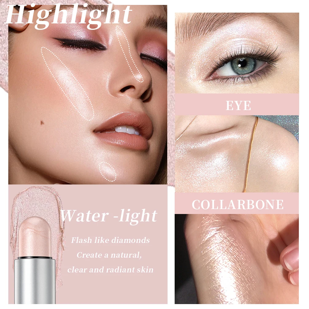 QIBEST Contouring Bronzer Stick Multifunctional Highlighter Brightening Silkworm Blusher Rouge Cream Modify Concealer Pen Makeup