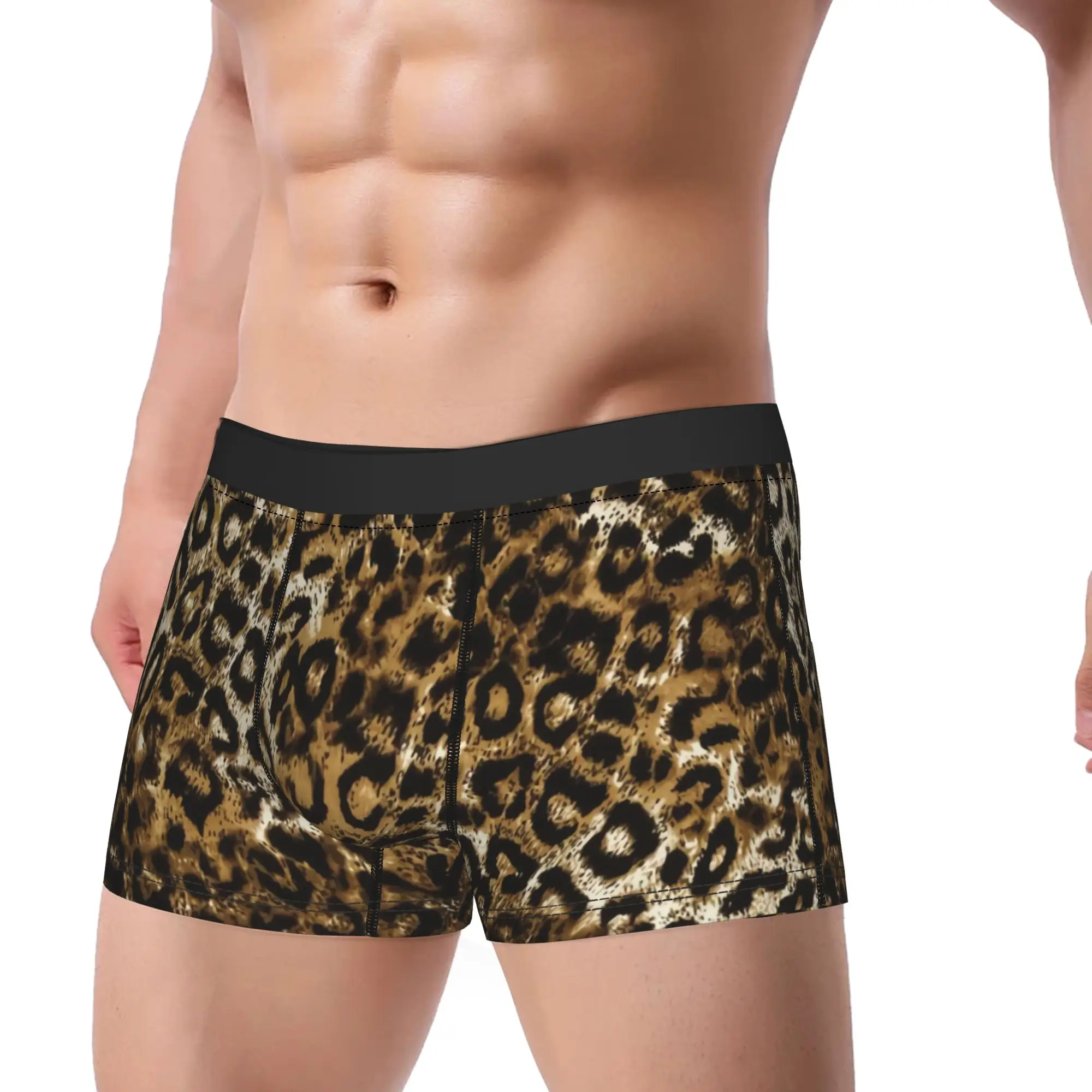 

Classic Leopard Boxer Brief Underwear Quality Male Elastic Trunk Design Plus Size Underpants