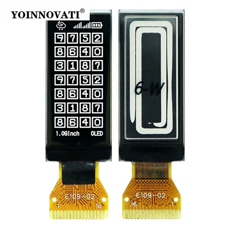 1.09 Inch Small OLED LCD Screen SSD1312 64x128 Monochrome White Display SPI/I2C 16-Pin Solder Pad OLED Display Module Bar Screen