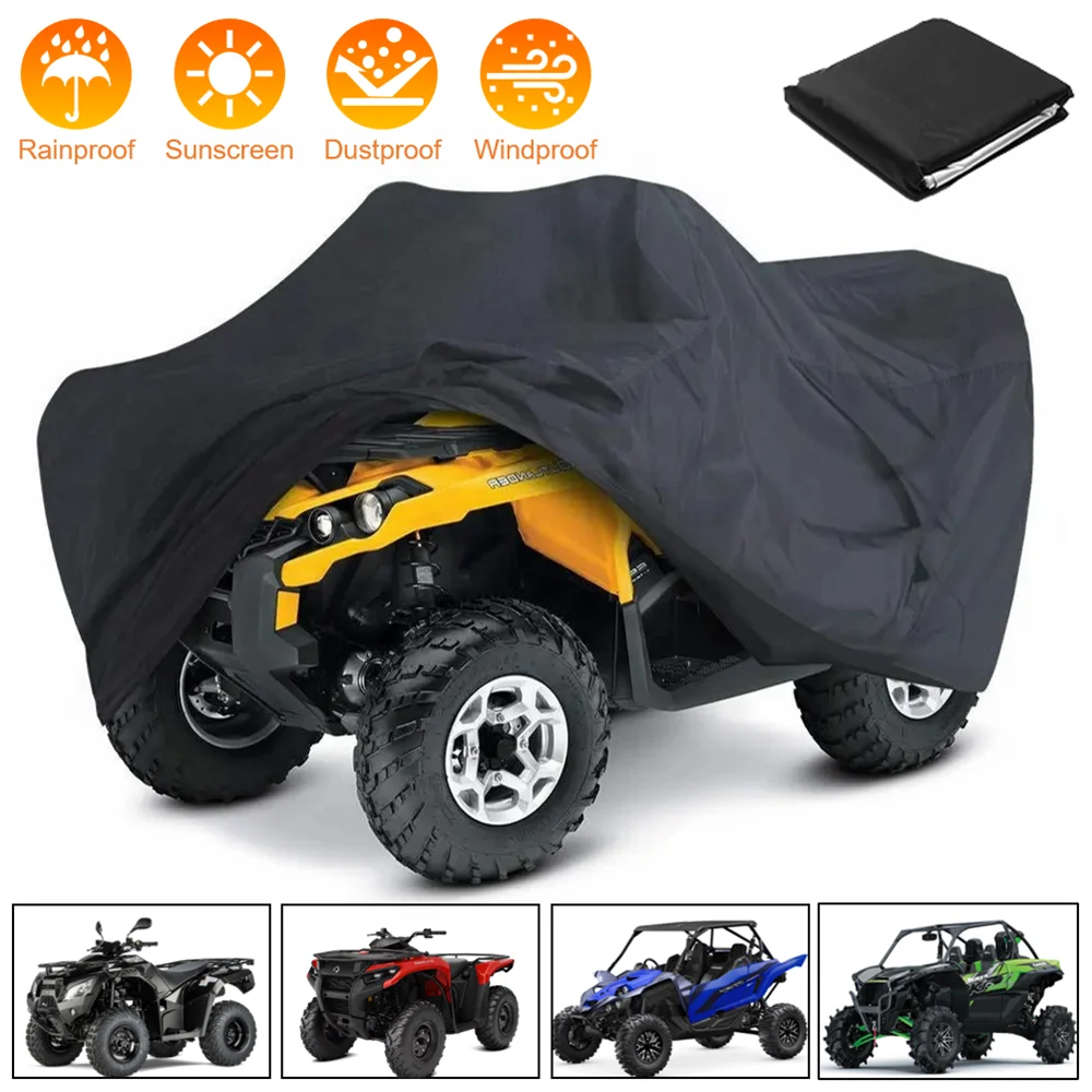 Quad Bike ATV Cover Universal 190T Waterproof Motorcycle Vehicle Scooter Kart Motorbike Resistant Dust UV Protector Black