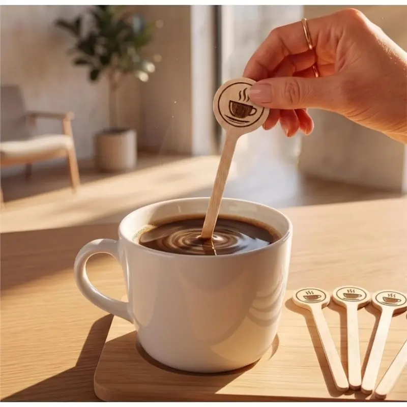 ABGH-Cafe Grade 200Pcs Coffee Stirrers Natural Wooden Stir Sticks,Disposable Biodegradable
