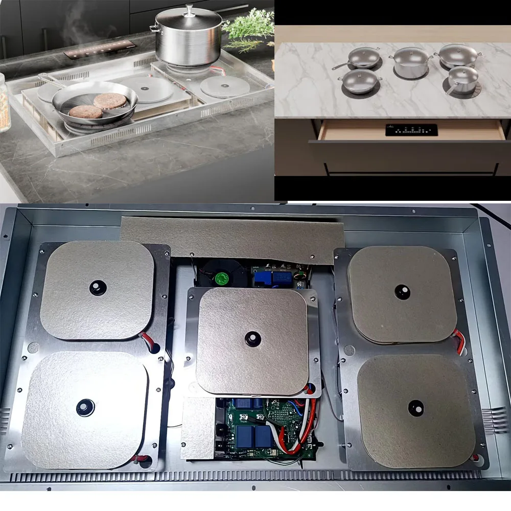 Invisible Induction Cooktops with Triple Four Five Six Burner Touch Control Induction Cookers