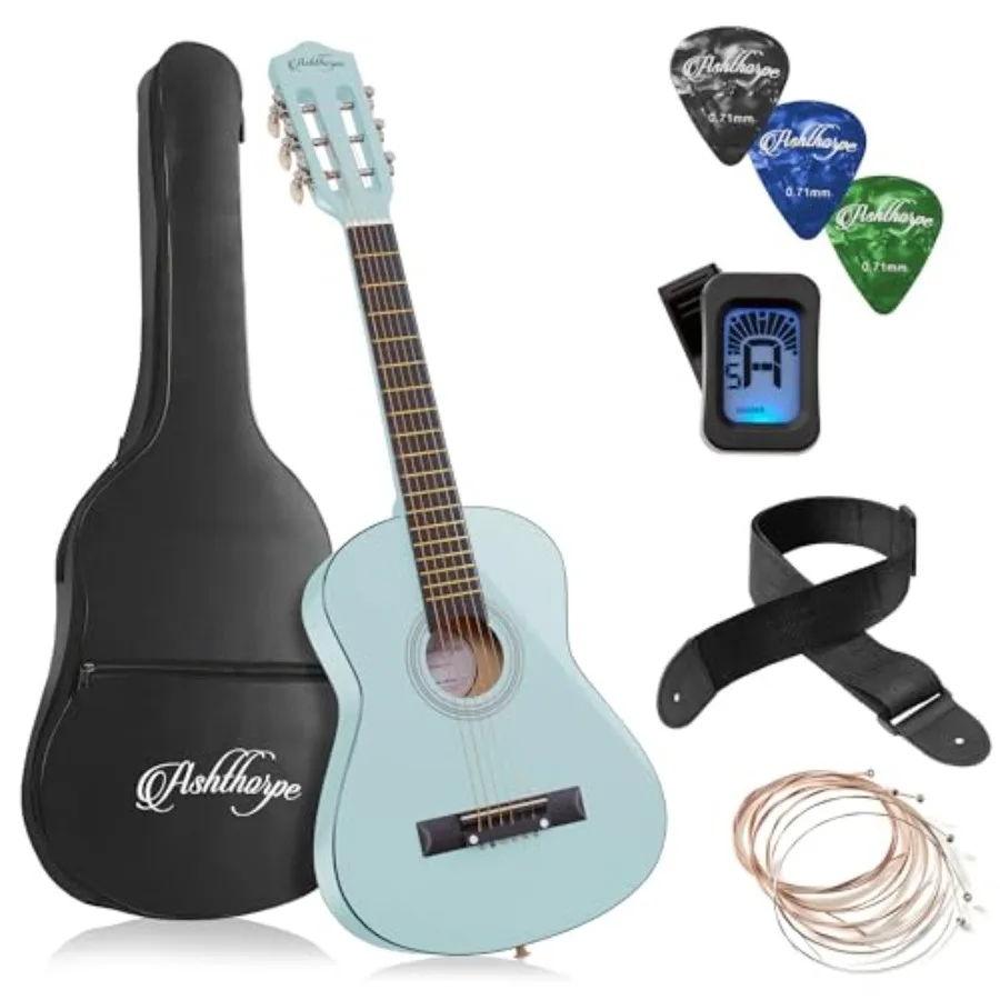 

Acoustic Guitar for beginner practice, spruce top with natural wood finish, lightweight design and easy-to-play neck