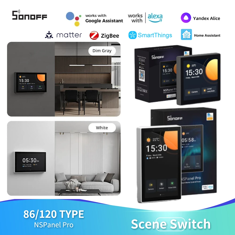 SONOFF NSPanel Pro 120 86 Type Wifi Smart Thermostat controller Camera Display Matter Zigbee Hub 3 In 1 Smart Scene Wall Switch