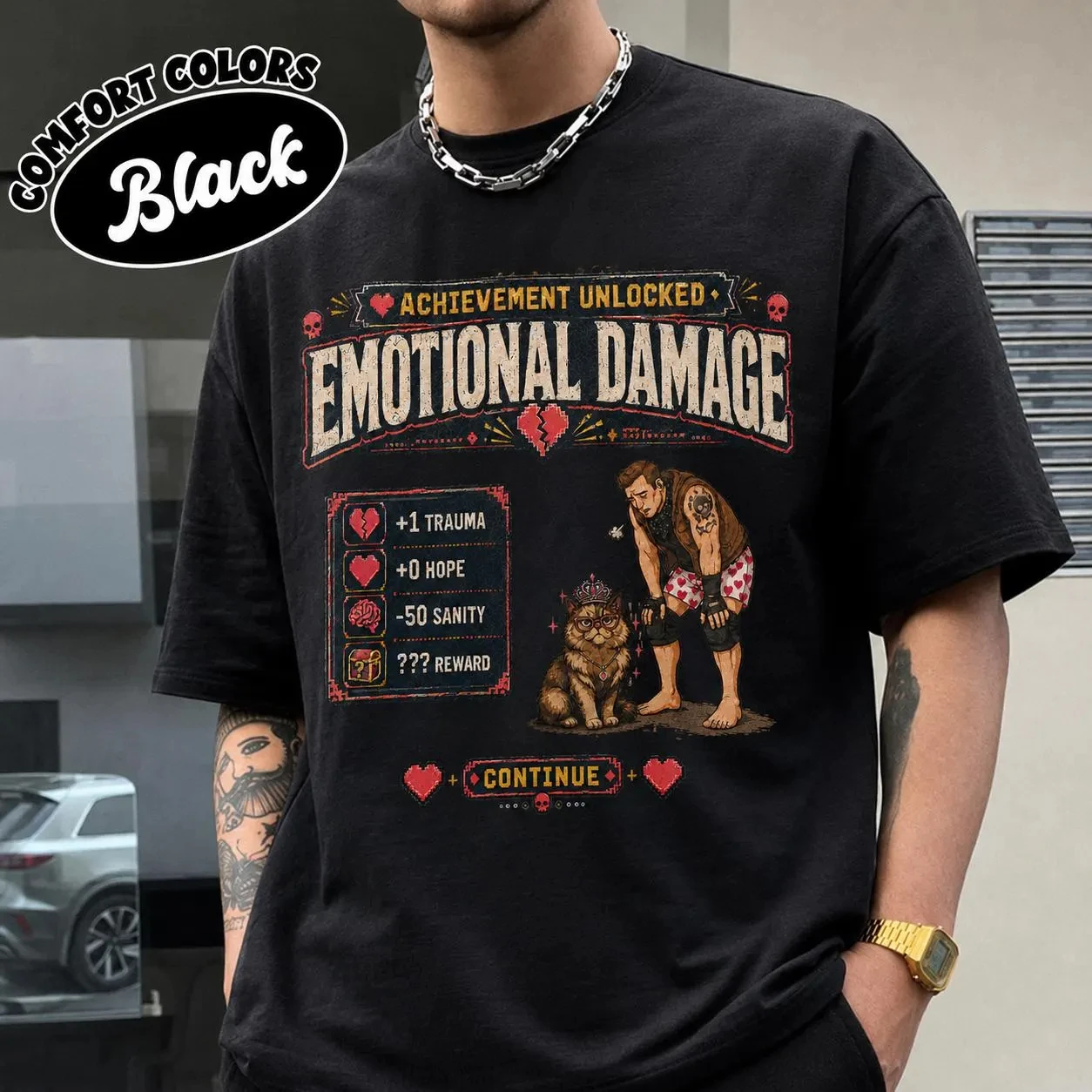 Achievement Unlocked Emotional Damage Shirt, Dungeon Crawler Carl Tee, Princess Donut DCC LitRPG Fantasy Book Lover Gift