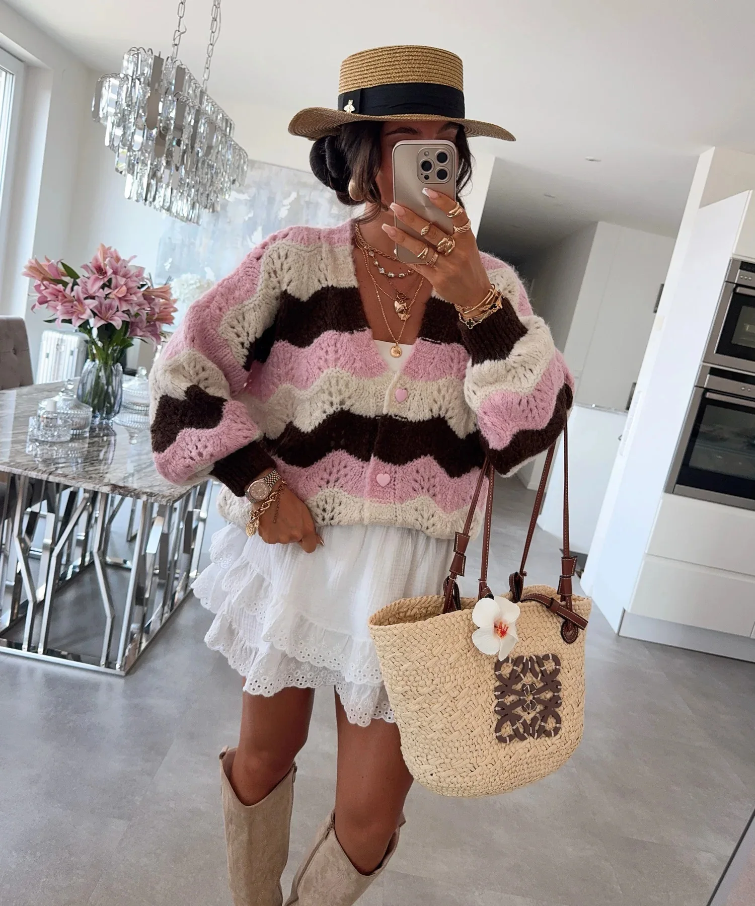 

Casual Sweater Autumn Winter Contrasting Color Loose Fashion Sweet Style Clothes Woman Long-sleeved V-neck Single-breasted Coat