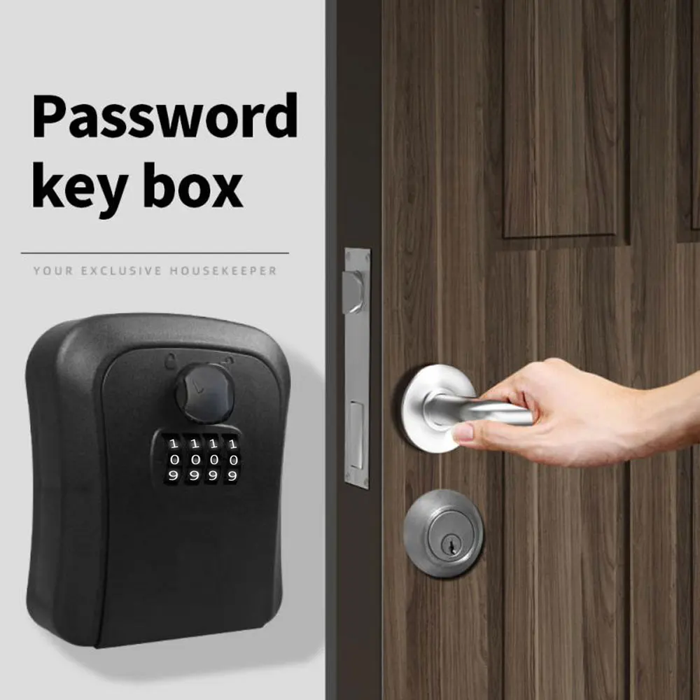 Wall Mount Key Storage Secret Box Organizer 4 Digit Combination Password Security Code Lock No Key Home Key Safe Box