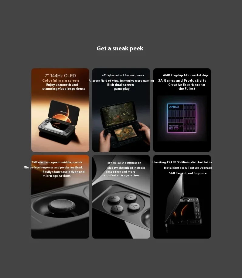 AYANEO Flip 1S DS Flip Game Console 7" 1080P 144Hz OLED Screen Portable Handheld Console HX370 8840U Dual Screens Game Machine