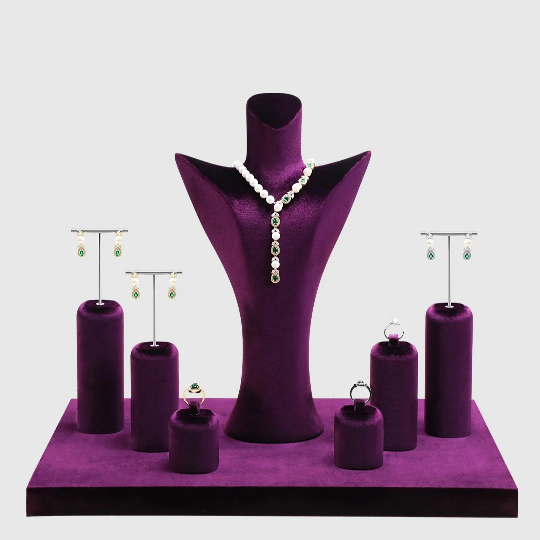 Showcase Jewelry Display Props Store Counter Portrait Neck Necklace Display Stand Purple