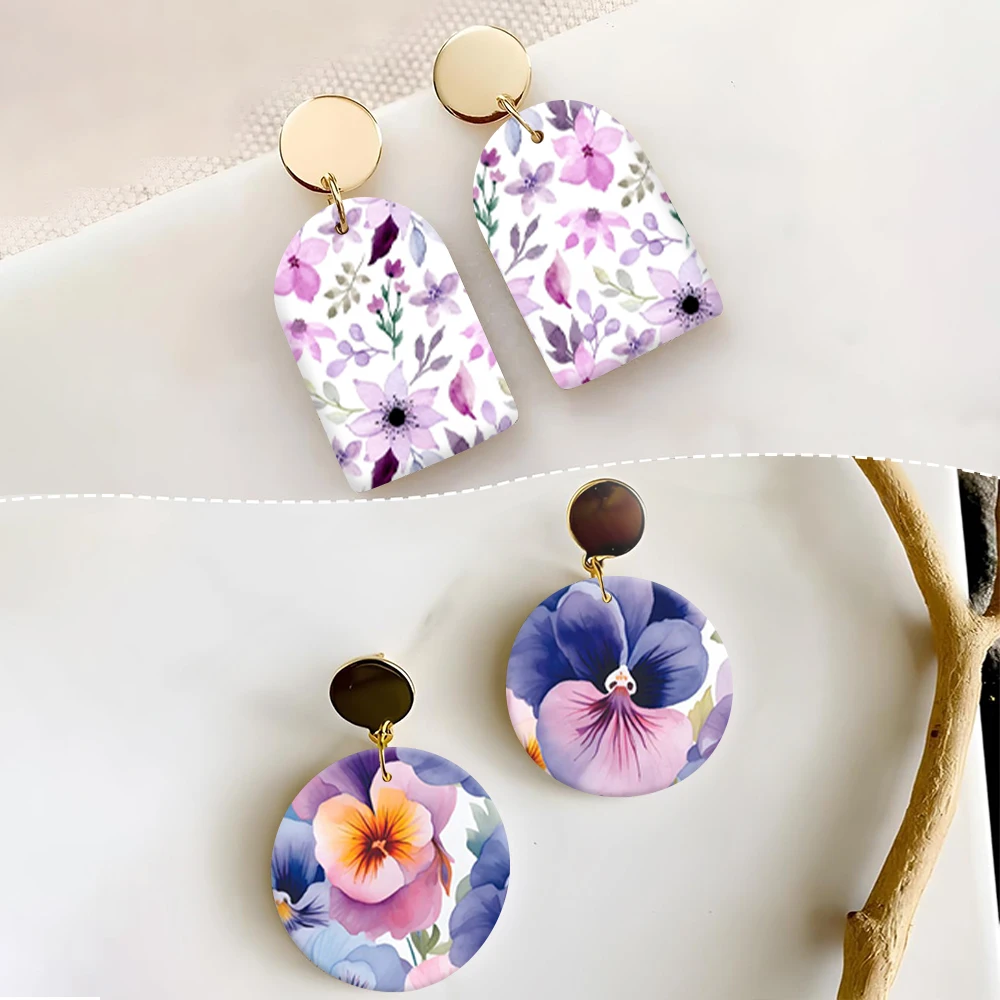 2025 New Polymer Clay Transfer Paper Colored Flower Foliage Design Water Soluble Disposable Stickers for Diy Jewelry Earring